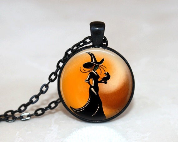 Halloween Jewelry Halloween Necklace Glass Tile Necklace