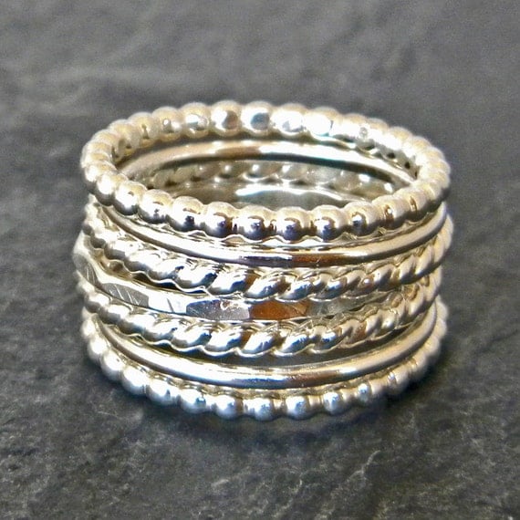 Stackable silver band rings for women pictures flow arms