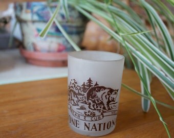 Vntg Yellowstone National Park Frosted Glass Small