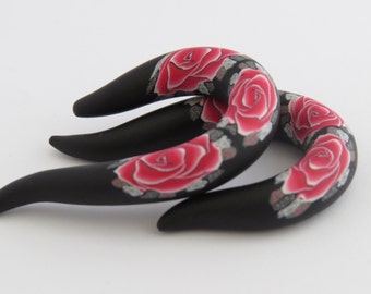 Ear plugs, Artisan ear plugs, spiral, hooks ear plugs, red rose ear plugs, Twist, Spiral, Hooks, 2g, 0g, 00g, 7/16', 1/2', 9/ 16, Shygar
