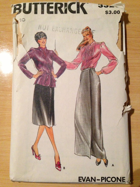 Butterick 3326 Sewing Pattern 80s UNCUT Misses Jacket, Blouse and Skirt by Evan Picone Size 10