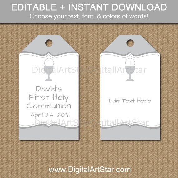 First Communion Party Favor Tags Printable First Communion