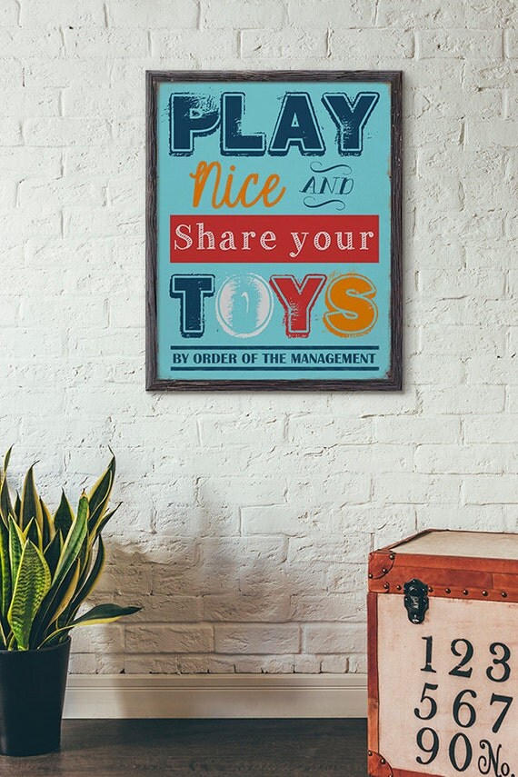 Play Nice & Share your Toys Subway Art Print - Home Decor - Playroom / Kid's Room - Bright, Colorful - DIY- Printable - INSTANT DOWNLOAD Il_570xn
