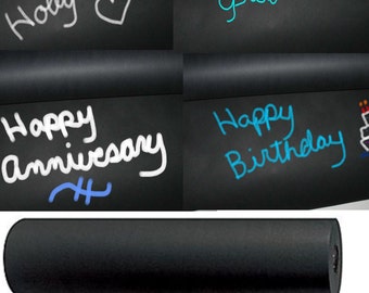 30 Feet Black Kraft Chalkboard Wrapping Paper Roll, Eco Friendly Gift Packaging, Paper Table Runner Anniversary Gift Wrap, Gift Packaging