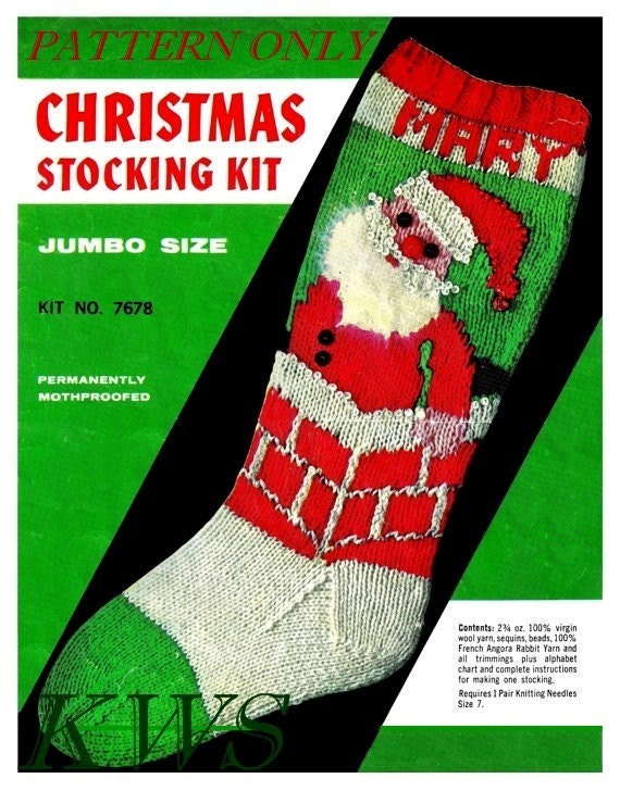 Vintage Christmas Knit Stocking Pattern PDF Pattern