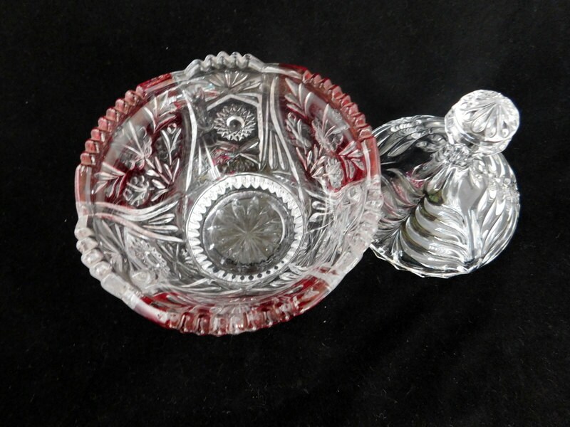 Vintage Ruby Red Candy Dish 24 Lead Crystal Made in by oldandnew8