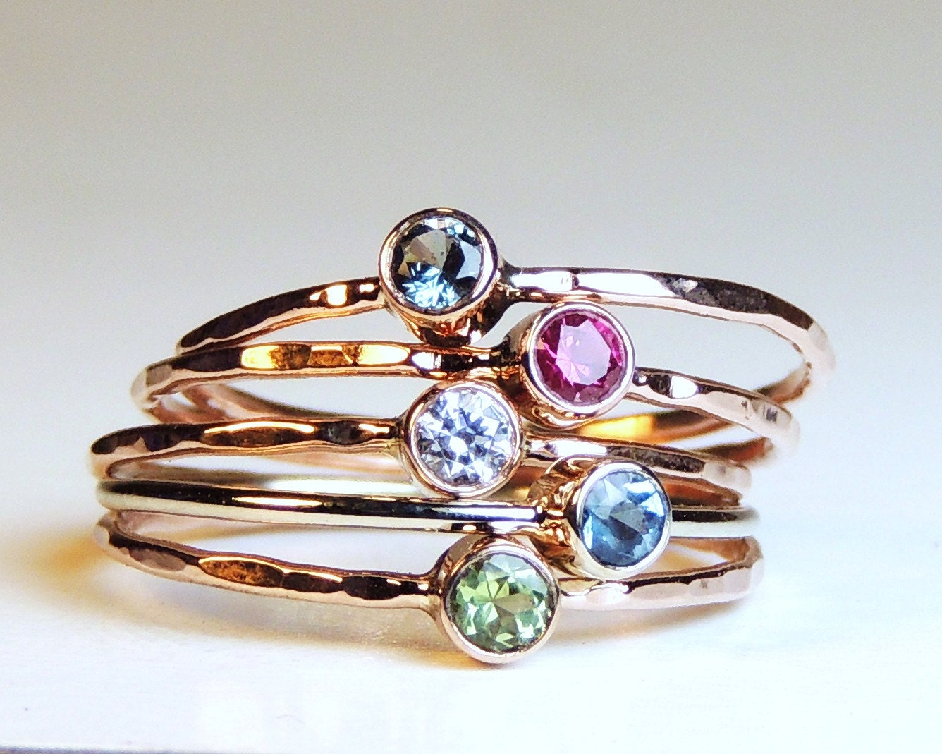 Birthstone Ring Tiny Stacking Ring Gemstone Ring Stackable