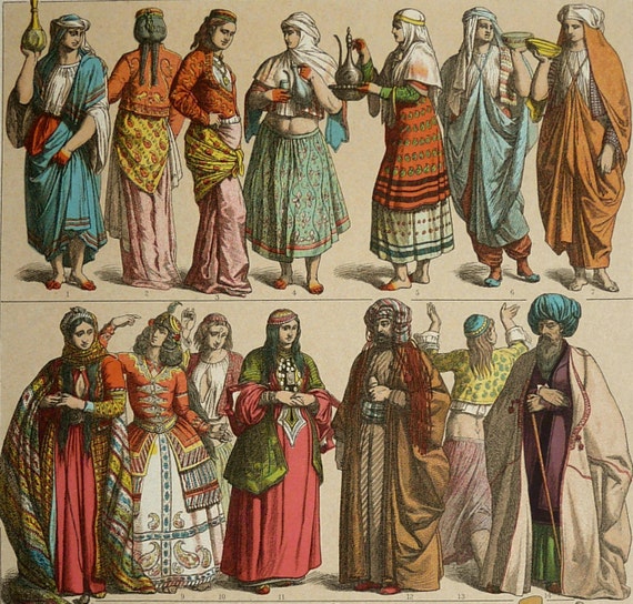 1888 Antique print of PERSIAN PEOPLE. PERSIA. Iranian culture.