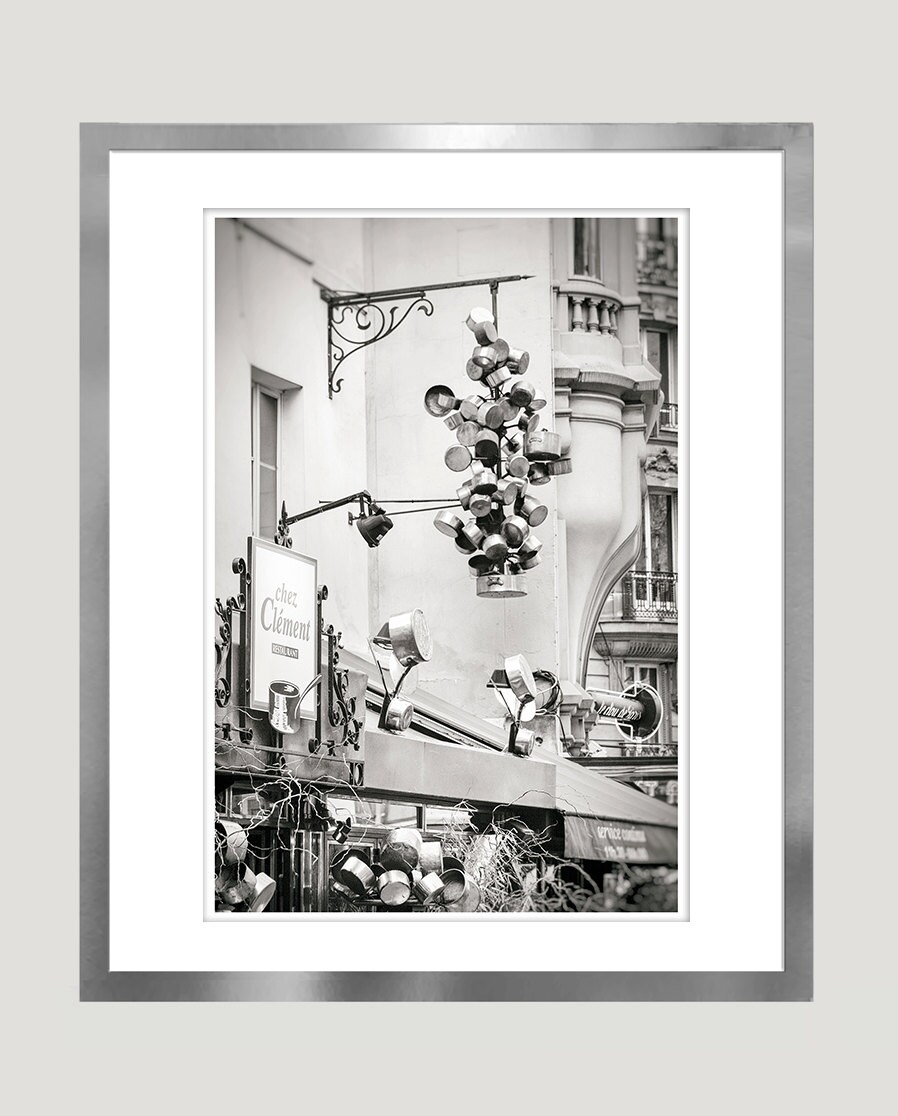 Large kitchen wall art print Paris black and white