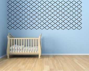 Quatrefoil Vintage Geometric Pattern (Kitchen) Custom Vinyl Wall Decal-14"H x 18"W-Kitchen Wall Decal-Wall lettering-Wall Words-