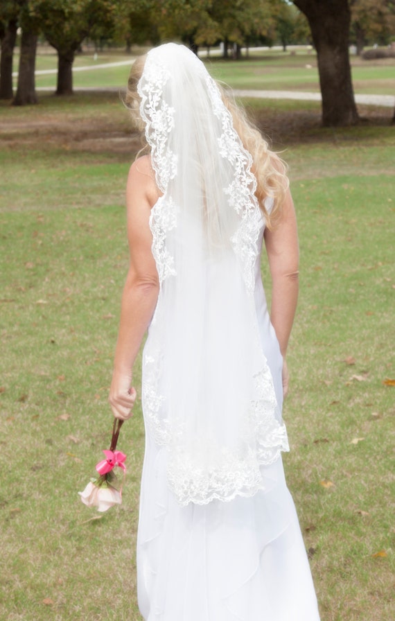 Sequined Lace Wedding Veil