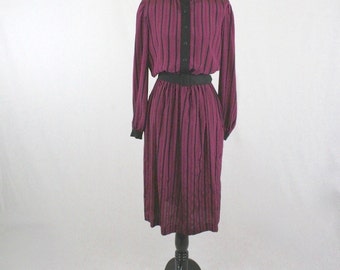1980s Striped Secretary Dress by DW3 Pockets