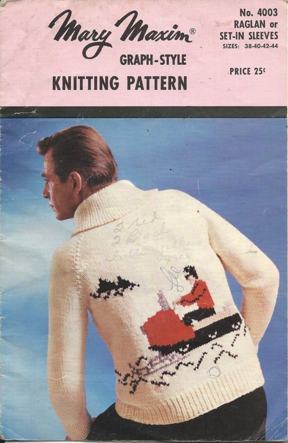 Mary Maxim Graph Style Vintage Knitting Pattern SNOWMOBILE