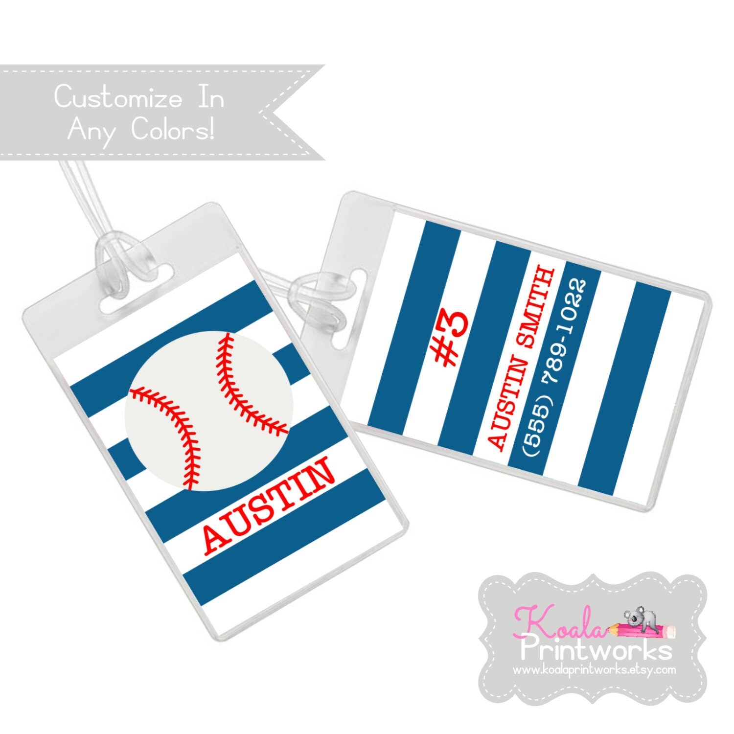 Personalized Baseball Bag Tag Sports Team Customized