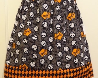 Nightmare Before Christmas Girls Skirt, Jack Head Toss, Ready To Ship Size 7, Jack Skellington, Cotton Fabric