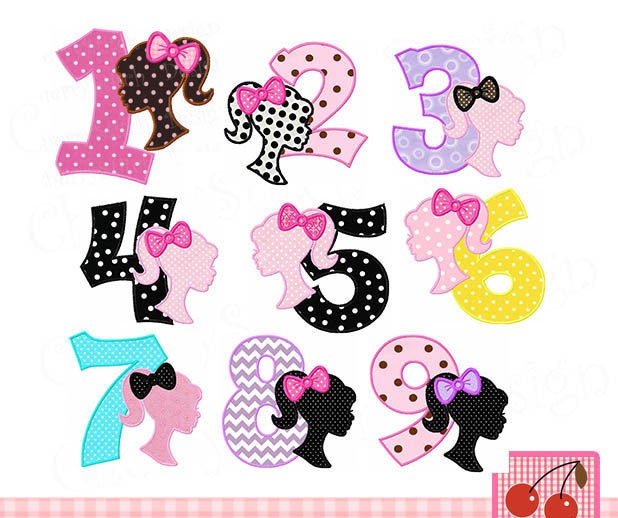 Barbie Silhouette Numbers 19 Barbie Numbers by CherryStitchDesign