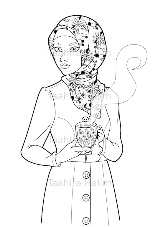 Items similar to Muslim Hijabi Coloring Book Page Download - Muslimah