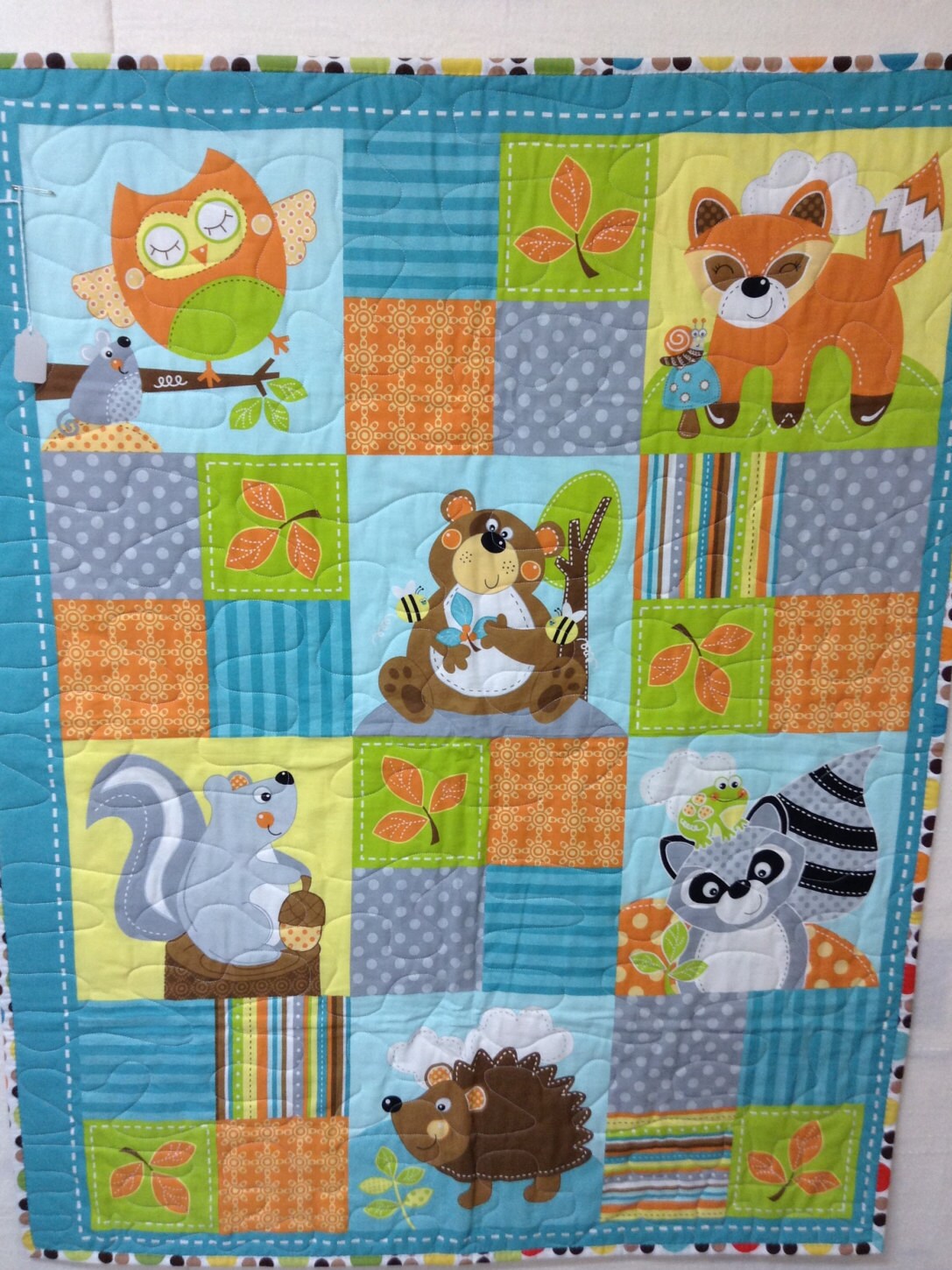 Woodland Whimsy Teal Panel Baby Quilt