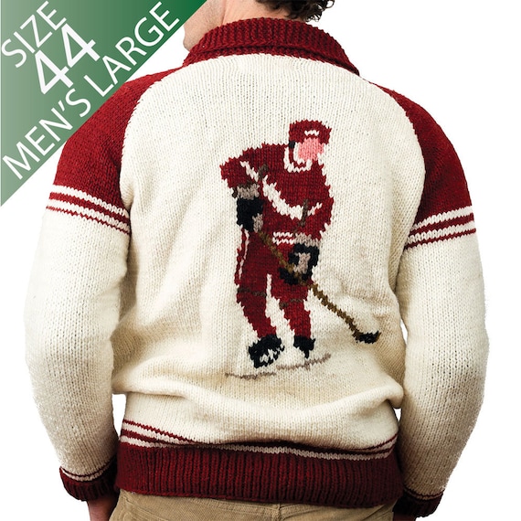 Mens Large Ugly Sweater Mary Maxim Hockey by CampKitschyKnits