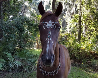 Face Jewelry for Horses Ponies Minis -- Made to Order - Equine Tack Jewelry - Brow Band Equine Jewellry - Fantasy horse costume