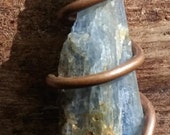 Back On Track Blue Kyanite, Atonement Pendant, Leather, Necklace,by Cosmic Soul Gems,Blue, Kyanite