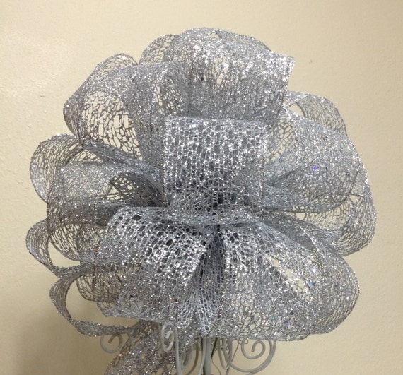 large silver tree topper bow christmas tree topper holiday large silver tree topper bow christmas tree topper holiday