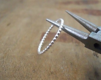 Thin Beaded Sterling Silver Ring, Skinny Beaded Ring, Minimal Beaded Siver Ring, Stacking Silver Ring, Beaded Ring, Midi Silver Ring