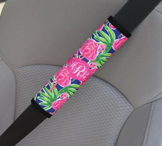 Monogrammed Seat Belt Cover Personalized Custom Preppy Lilly