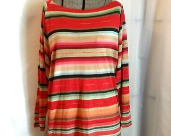 Items similar to Tshirt Tunic Dress in green striped jersey on Etsy
