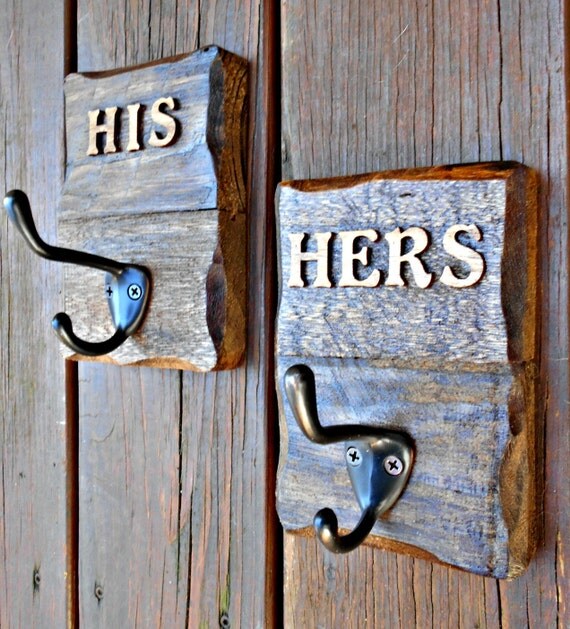 His and Hers Towel Hooks Coat Hook Set by RobsRusticCreations