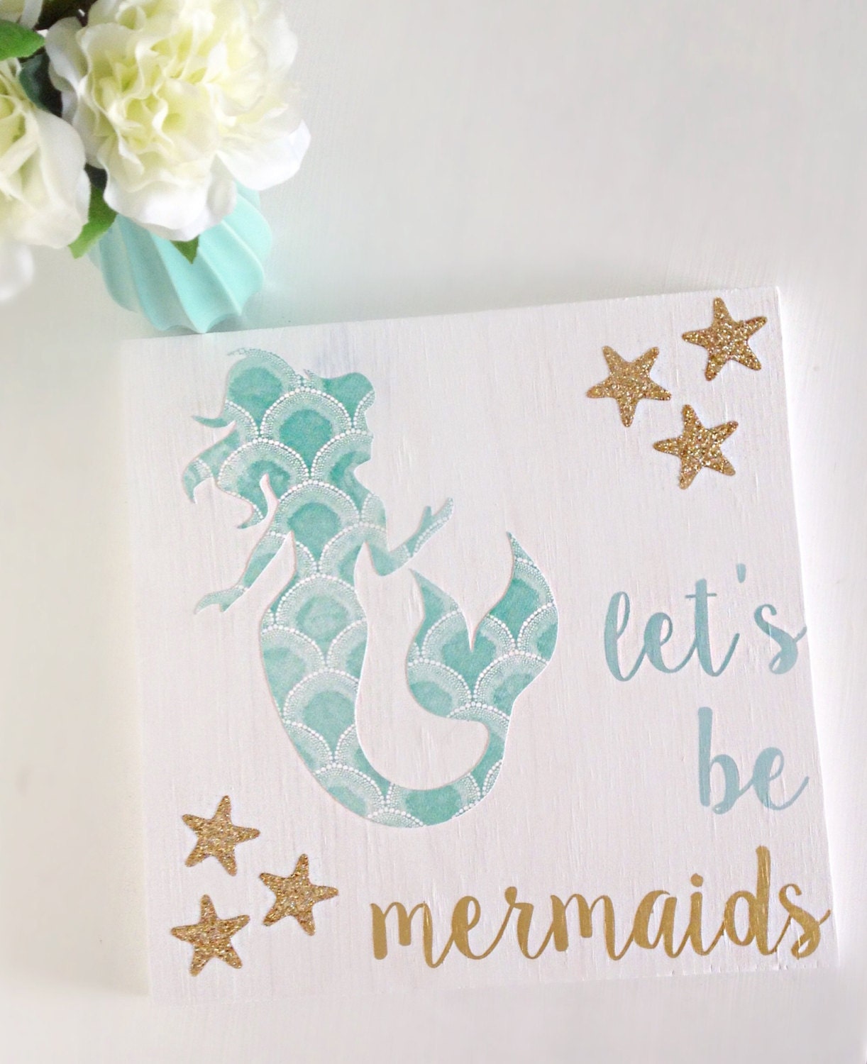 Mermaid Sign Mermaid Wood Sign Let's Be Mermaids
