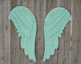 Aqua Wall Decor angel wings wall decor shabby chic aqua gold hand Aqua Wall Decor angel wings wall decor shabby chic aqua gold hand