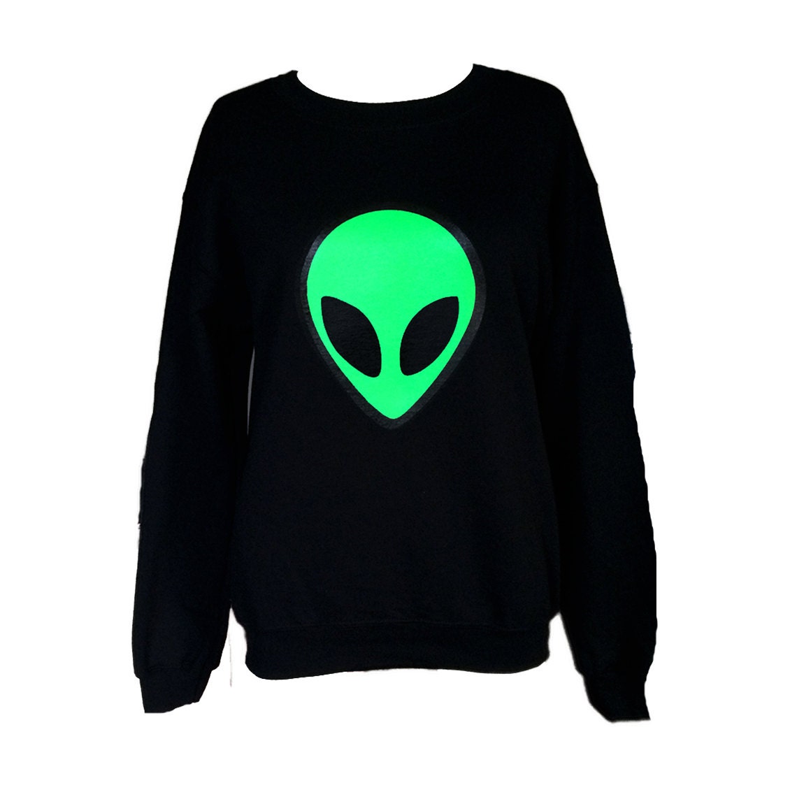 Alien Sweatshirt Black Crew neck Sweatshirt by Foxcultvintage