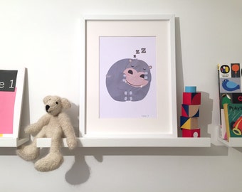 Sleeping Hippo print