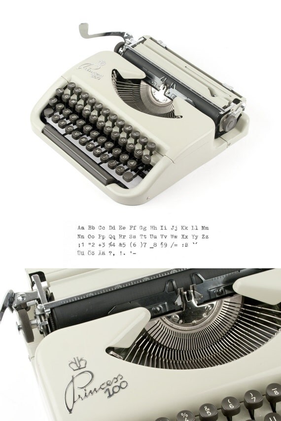 Princess 100 working typewriter 50s ivory slim vintage