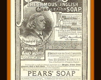 Items similar to Vintage Bathroom Decor PEARS Soap Ad Vintage Art Print ...