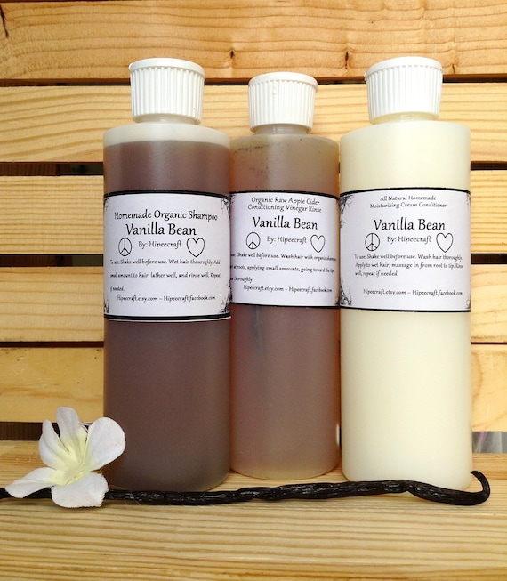 Vanilla Organic Shampoo and Conditioner Homemade by Hipeecraft