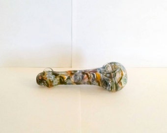 Giant Blue, Black & Orange Color Changing Hand Blown Glass Tobacco Pipe