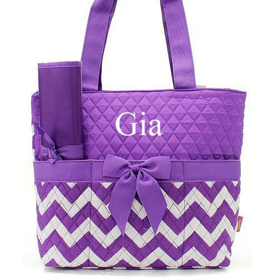 Monogrammed Purple and White Chevron Diaper by TurtleCoveStudio