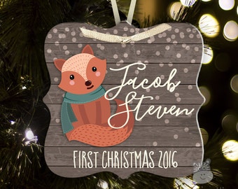 baby's first christmas ornament - fox woodland ornament personalize however you like FCLFO
