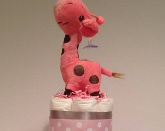 Baby Girl Diaper Cake, Baby Shower Centerpiece, Girl Diaper Cake, Baby Shower Gift, Diaper Cake