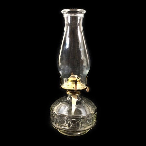 Vintage Lamplight Farms Oil Lamp with Square Block & Ribbed