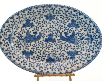 Antique Phoenix or Flying Turkey Oval Platter, Nippon