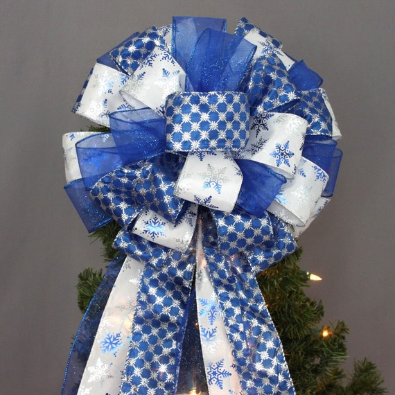 royal blue snowflake christmas tree topper bow christmas royal blue snowflake christmas tree topper bow christmas