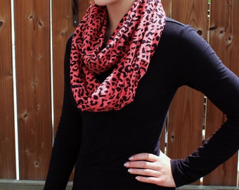 Dark Pink Infinity Scarf - Pink Leopard Print Infinity - Pink Cheetah Circle Scarf - Pink loop scarf - Cheetah Scarf - Pink Eternity Scarf