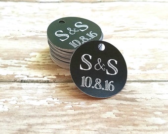 Chalkboard Style Circle Tags, 1.5" Circle Tags, Wedding Tags, Party Favor, Bridal Shower, Personalized Tags, Nail Polish, Monogram Tag (003)