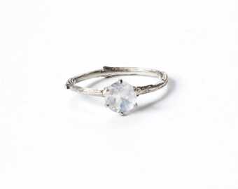 14k gold moonstone engagement ring, gold twig engagement ring