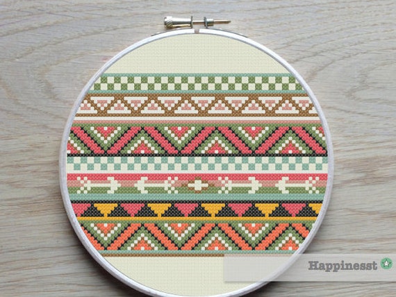 Download cross stitch borders pattern aztec inspired PDF pattern