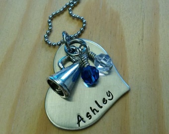 Hand Stamped Personalized Cheer Necklace - Cheerleading gifts - Cheer gift - Cheer Coach gift