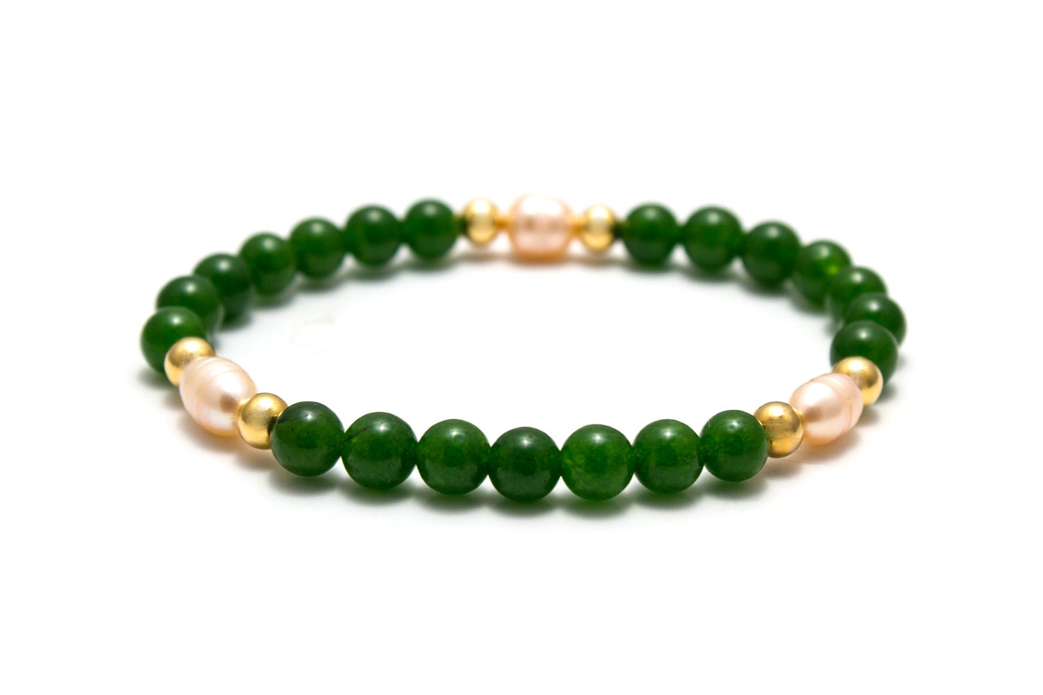 Jade Pearl Bracelet/ Green Jade Bracelet/ Jade Bridal